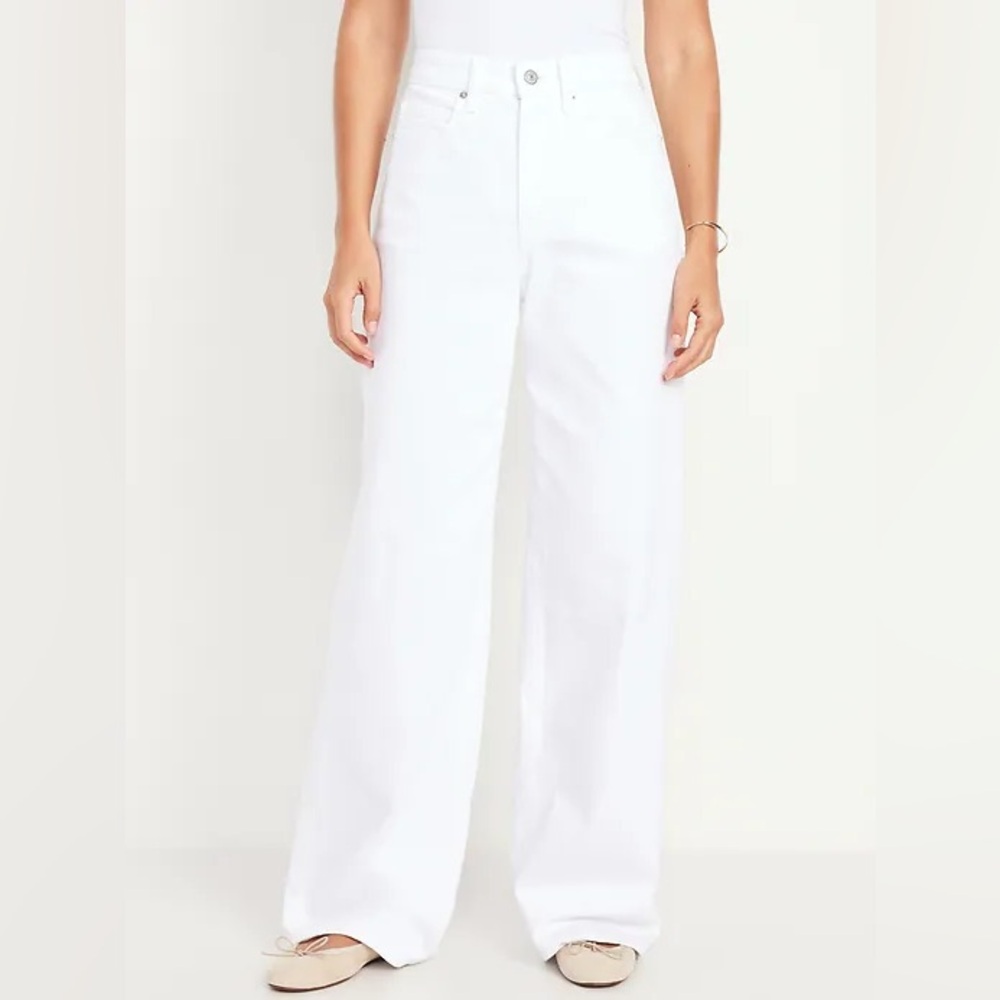 Old Navy Sky-Hi Wide-Leg Jeans, 4, White